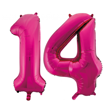 Cijfer ballonnen roze 14