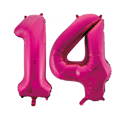 Folie cijfer ballonnen  pink roze 14