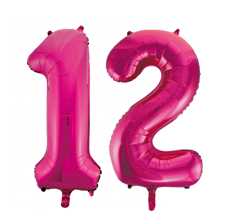 Folie cijfer ballonnen  pink roze 12