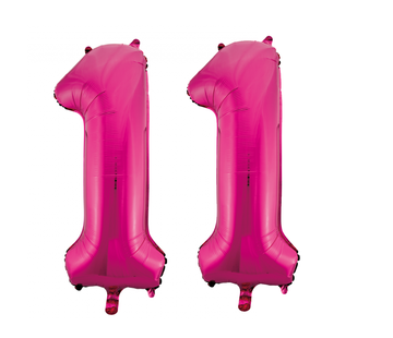 Cijfer ballonnen roze 11