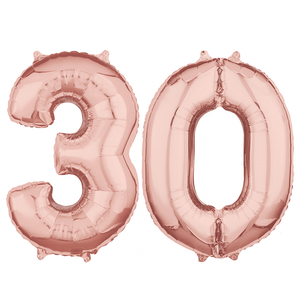 mesh Slip schoenen Waakzaam Helium cijfer ballonnen 30 rosé goud - Partycorner.nl