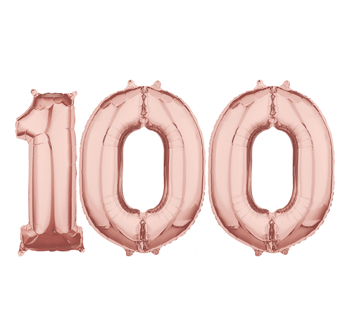 Helium cijfer ballonnen 100  rosé goud