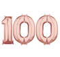 Helium cijfer ballonnen 100  rosé goud