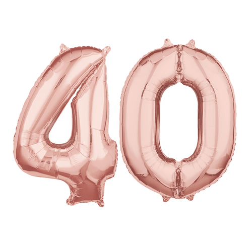Folie  rosé goud cijfer 40  ballonnen