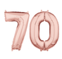 Folie  rosé goud cijfer 70  ballonnen