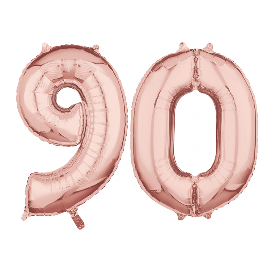 Folie  rosé goud cijfer 90  ballonnen