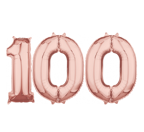 Folie  rosé goud cijfer 100  ballonnen