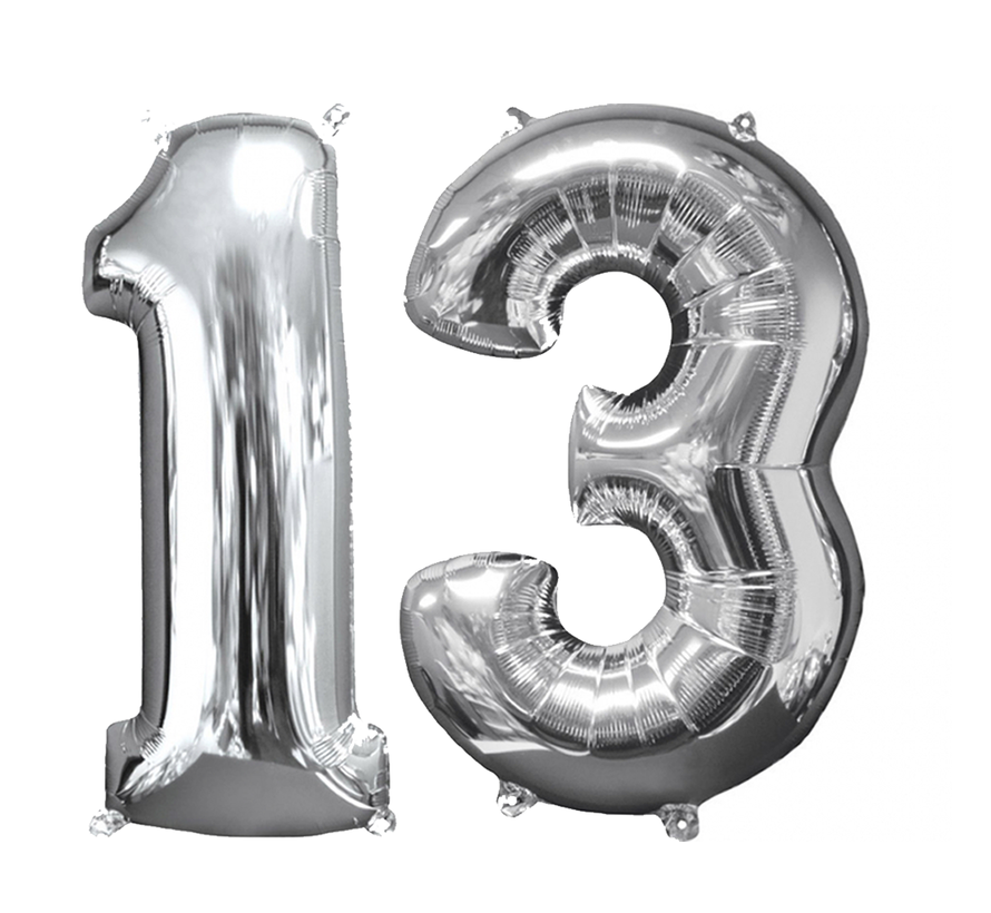 Helium ballonnen cijfers 13 zilver
