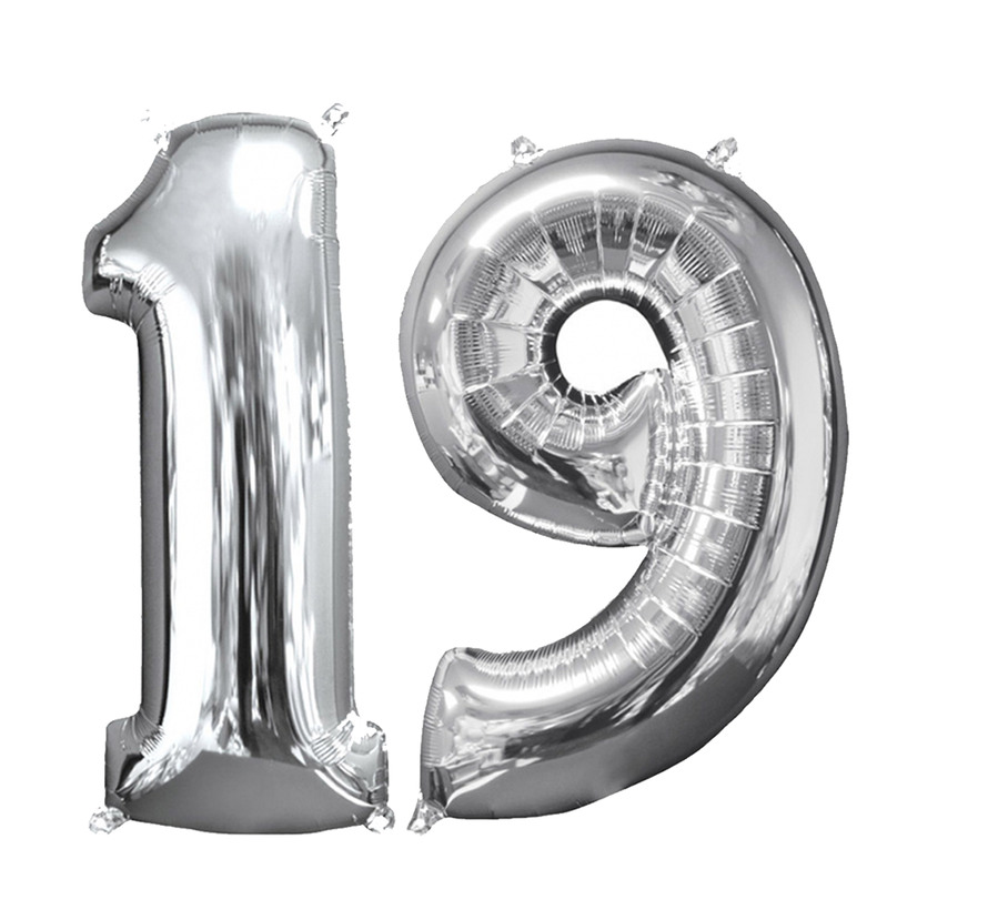 Helium ballonnen cijfers 19 zilver