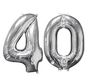 Helium ballonnen cijfers 40 zilver