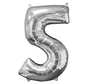 Zilveren Folie ballon Cijfer 5