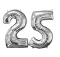 Zilveren folie ballon cijfer 25