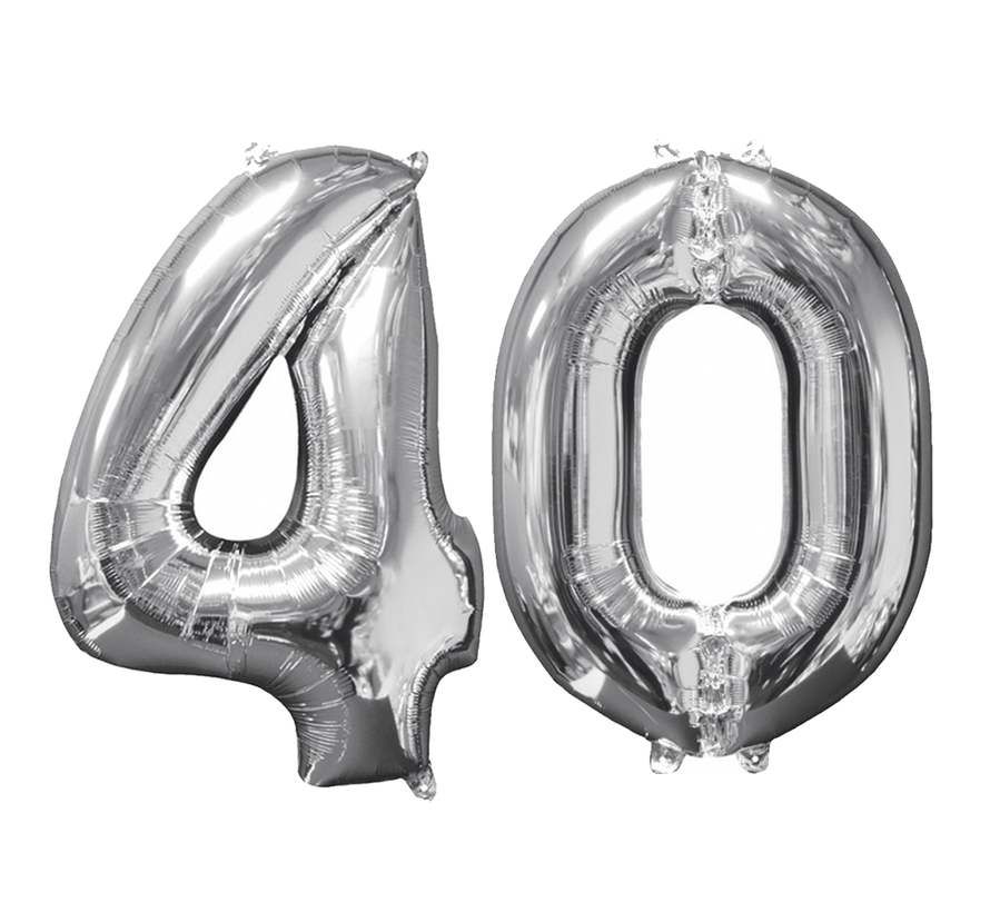 Zilveren folie ballon cijfer 40