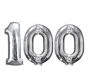 Zilveren folie ballon cijfer 100