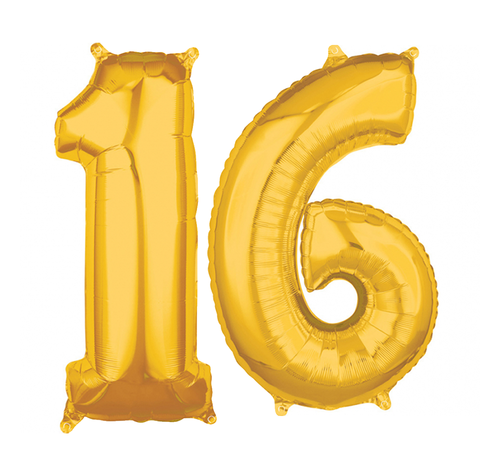 Helium Cijfer ballonnen goud 16