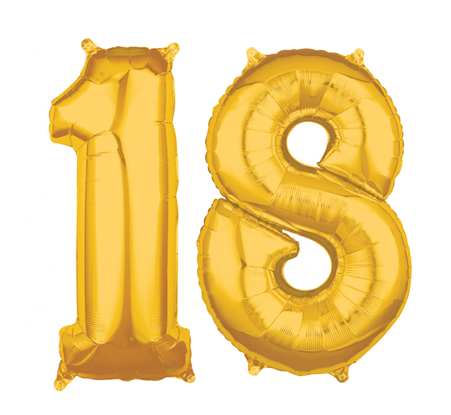 Helium cijfer ballonnen goud 18