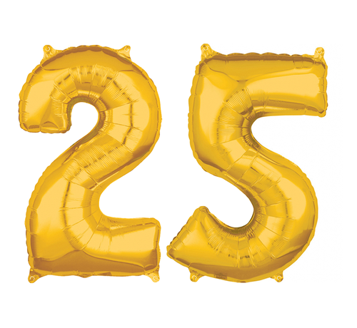 Helium cijfer ballonnen goud 25
