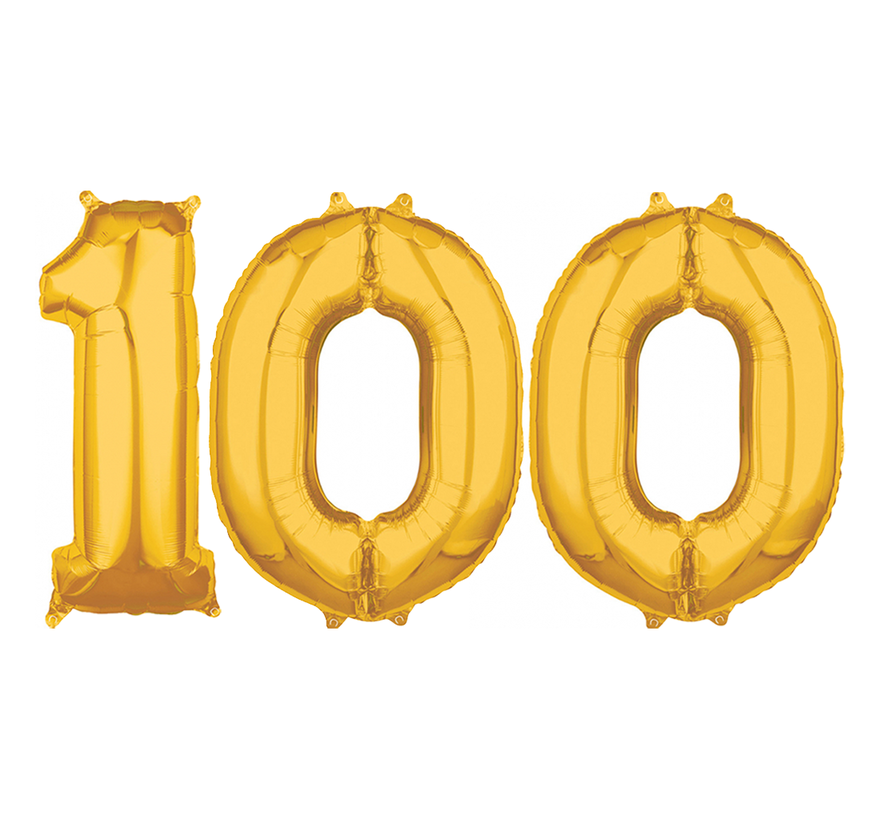 Helium cijfer ballonnen goud 100