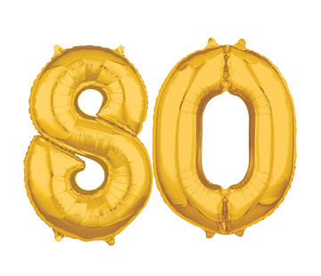 Cijfer ballonnen goud 80