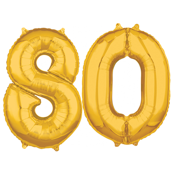 Cijfer ballonnen goud 80