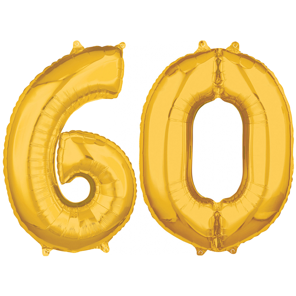 Helium cijfer ballonnen goud 60 -