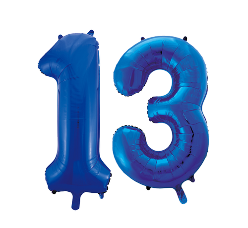 Cijfer folie ballonnen 13 blauw