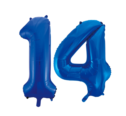 Cijfer folie ballonnen 14 blauw