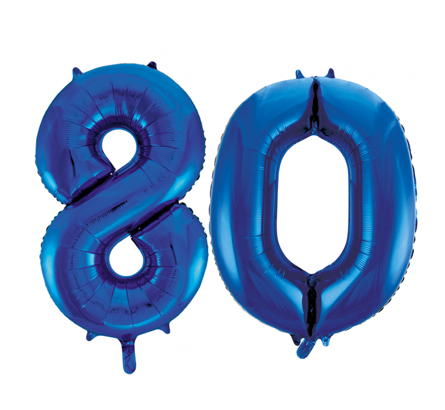 Cijfer folie ballonnen 80 blauw