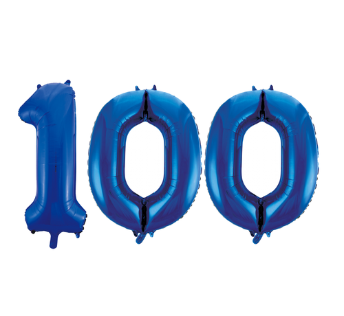 Cijfer Folie ballonnen 100 blauw
