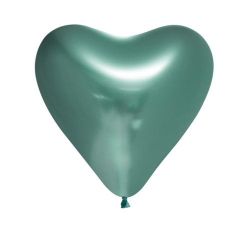 10 Chrome harten ballonnen groen