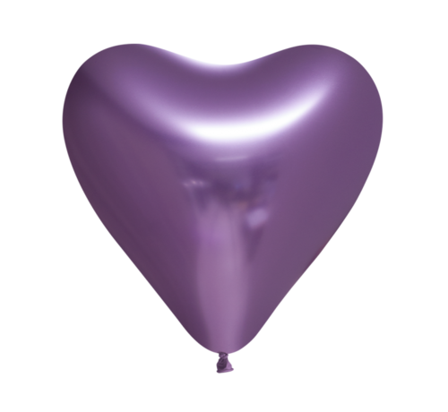 100 Chrome  paarse harten ballonnen