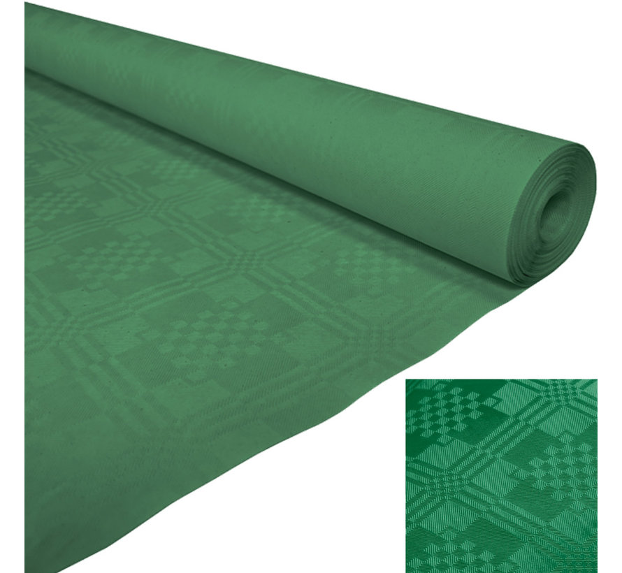 Damast Papieren tafelkleed groen 8 meter
