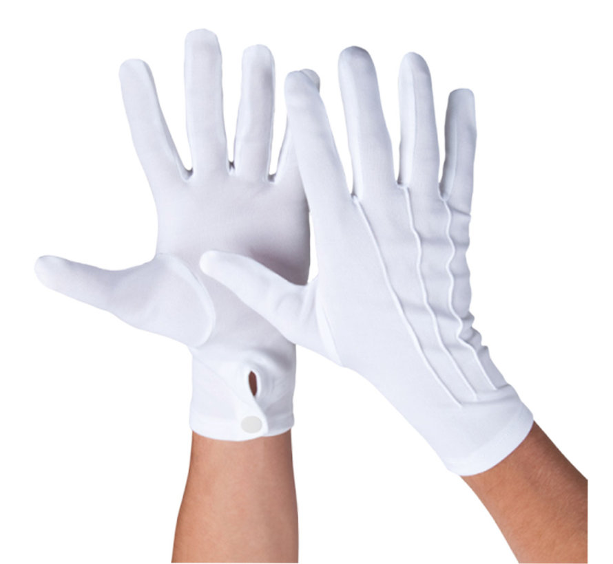 Witte handschoenen met drukknoop