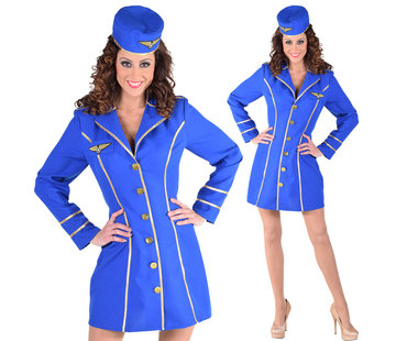 Stewardess kostuum de luxe blauw