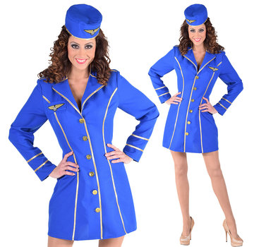 Stewardess kostuum de luxe blauw