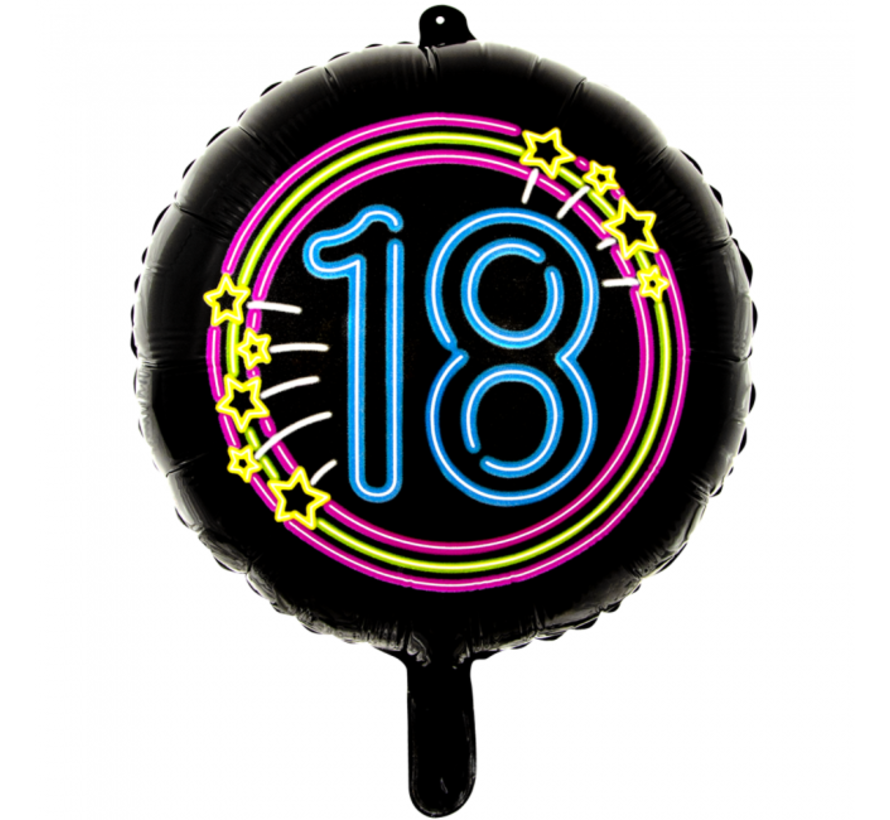 Folieballon 18 jaar neon