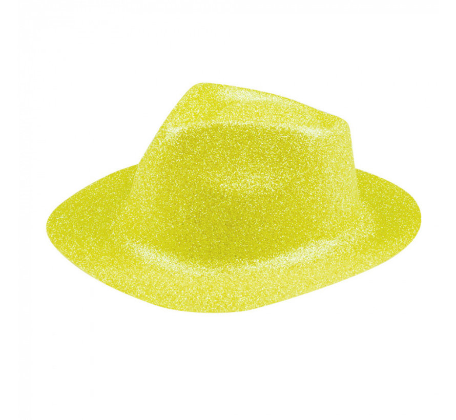 Disco glitter hoedje geel