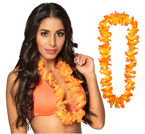 Oranje Hawaii krans 2 kleurig