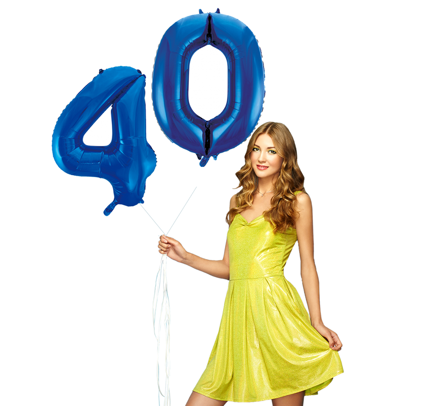 Blauwe folie ballonnen cijfer 40