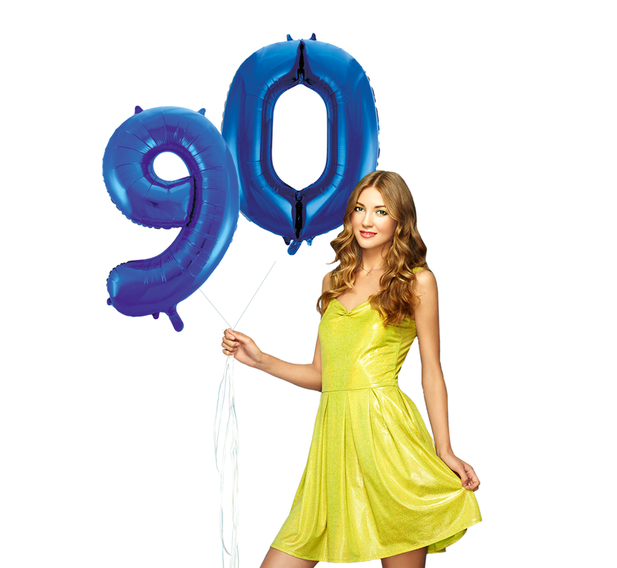 Blauwe folie ballonnen cijfer 90