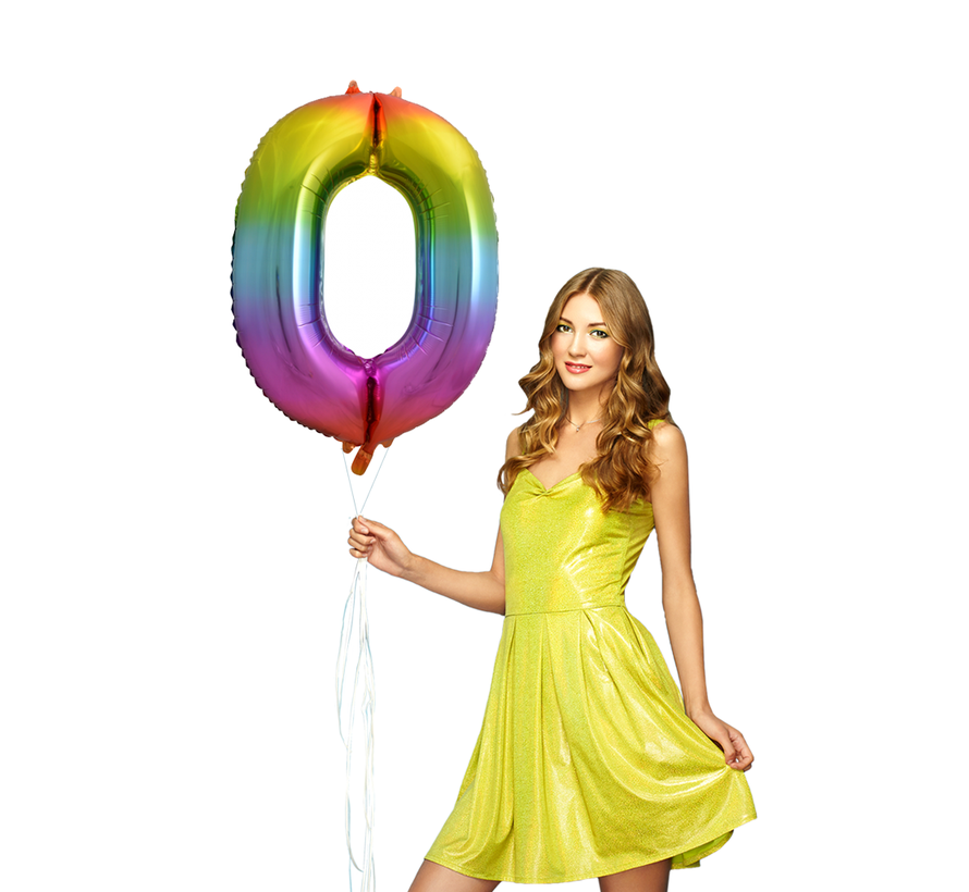 Regenboog Cijfer Ballon 0