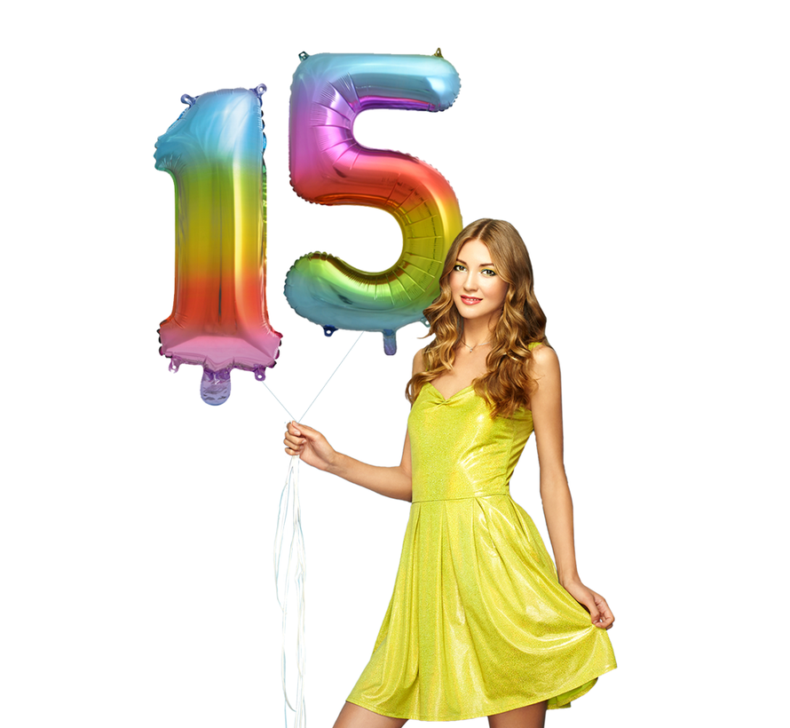 Regenboog cijfer Ballon 15