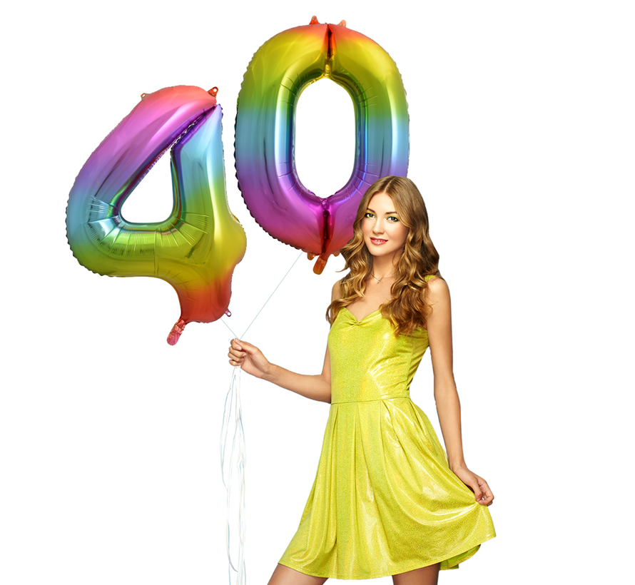 Regenboog cijfer ballon 40