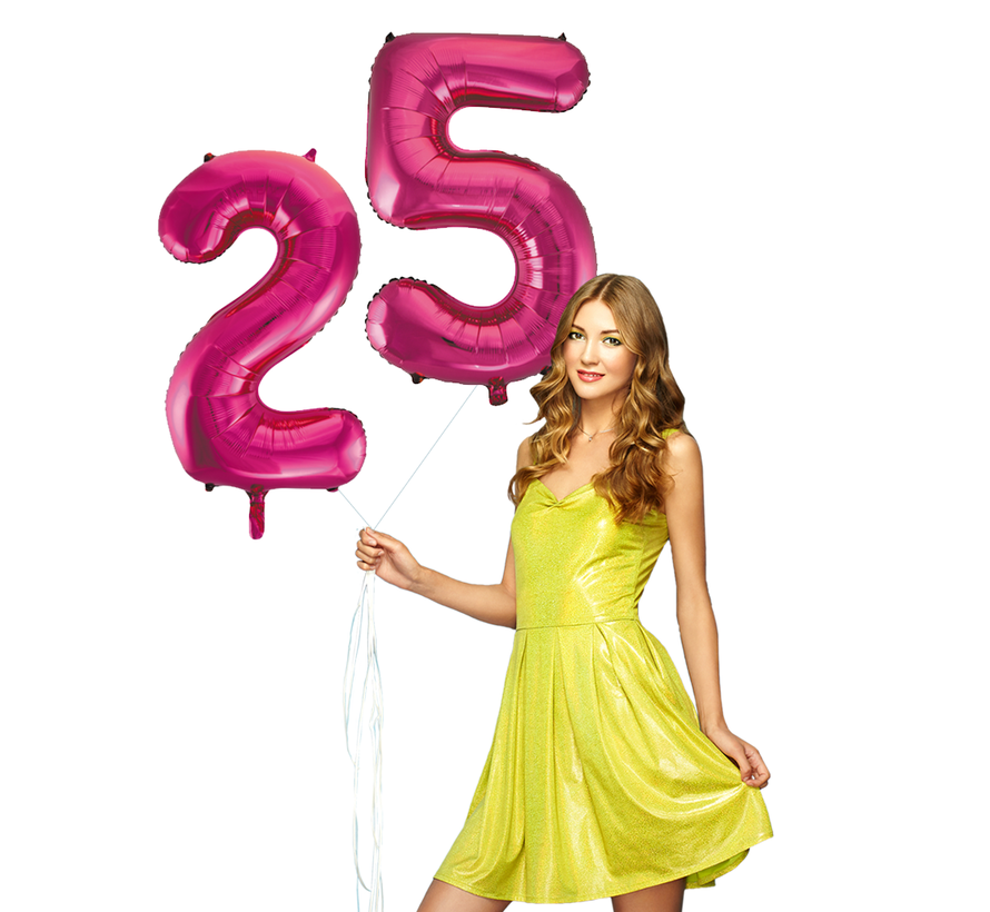 Helium roze cijfer ballonnen 25