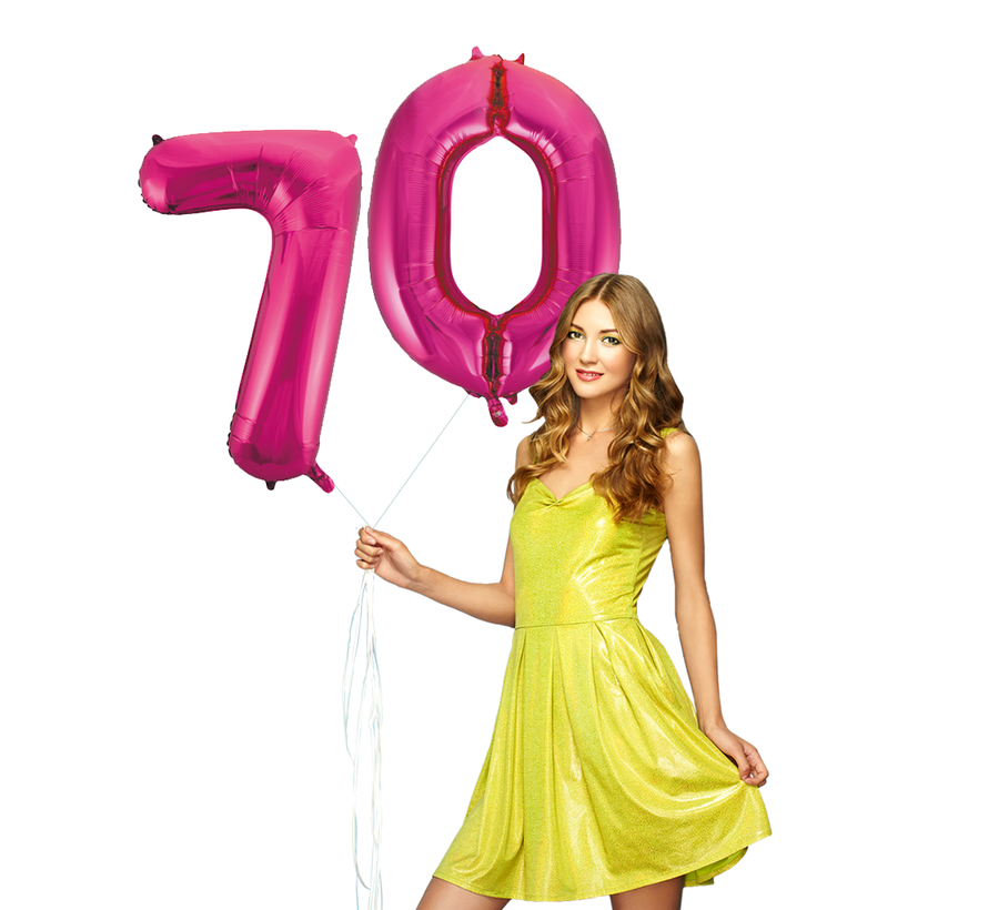 Helium roze cijfer ballonnen 70