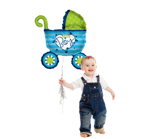 Folie ballon kinderwagen blauw