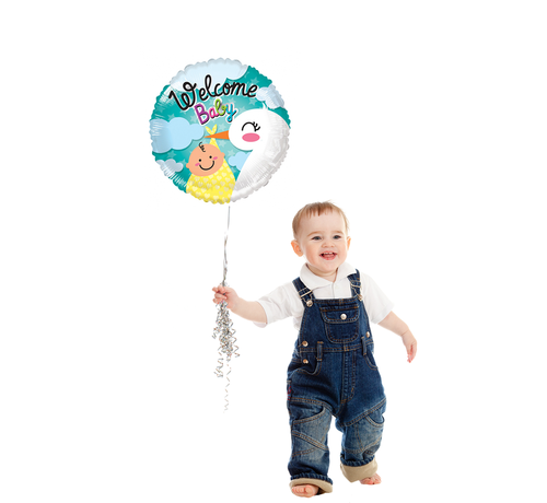 Welkom baby ballon ooievaar