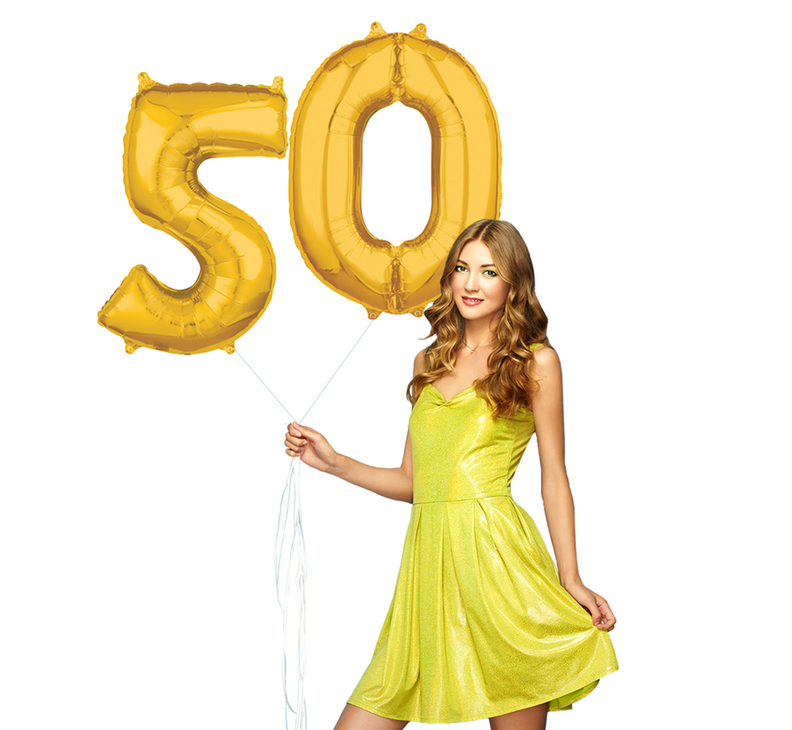 Helium cijfer ballonnen goud 50