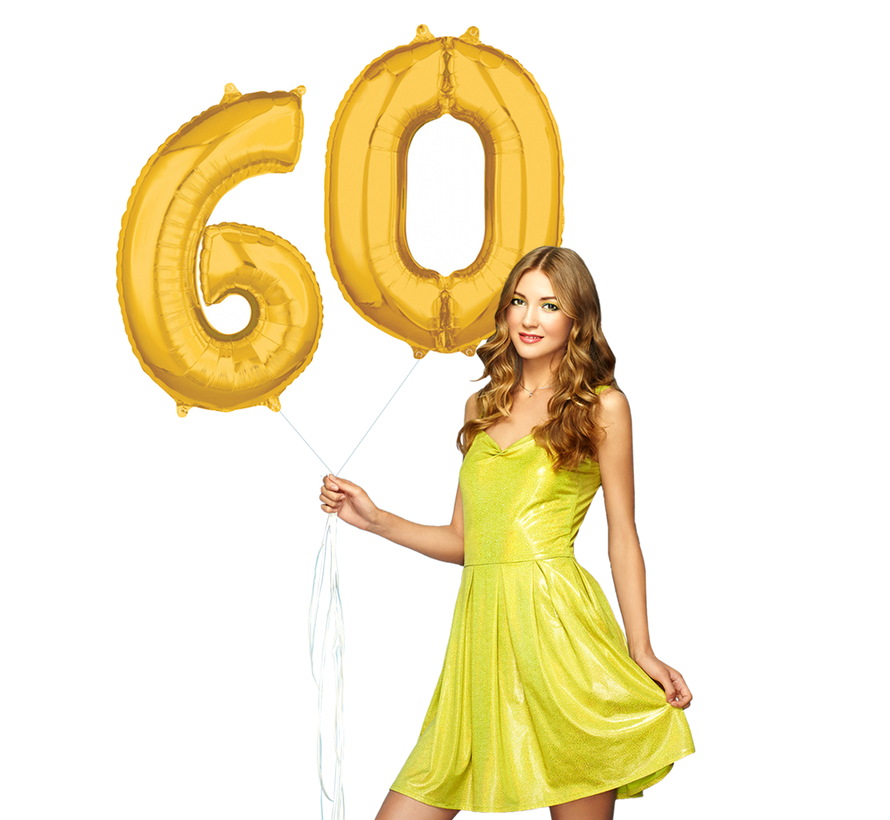 Helium cijfer ballonnen goud 60