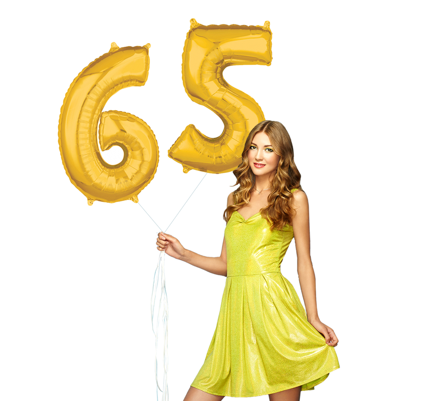 Helium cijfer ballonnen goud 65
